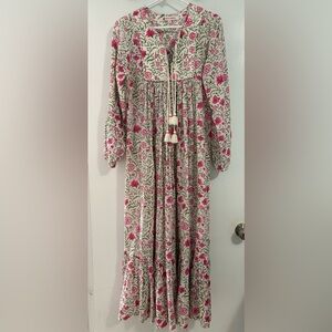 Floral Long Sleeve Dress with Tassels